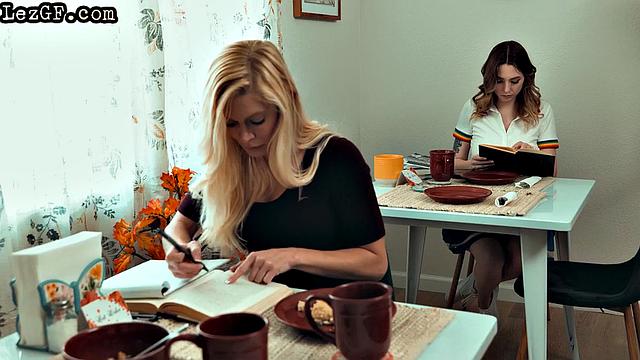 Horny MILF licking petite wet cunt