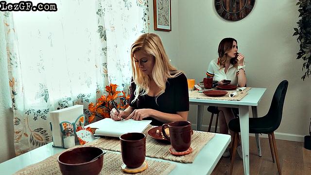 Horny MILF licking petite wet cunt