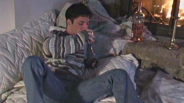 Dark haired 19 year old Lucky Adams is home alone, one cold winter night. Curling up by the fire, he starts to feel horny. After slowly massaging his growing dick, the boy undresses and works himself into a state of boned up excitement.