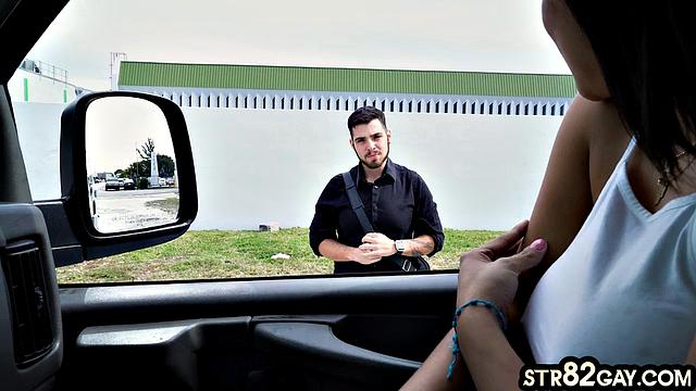 Straight guy finds out van rides come with an unexpected backdoor bonus