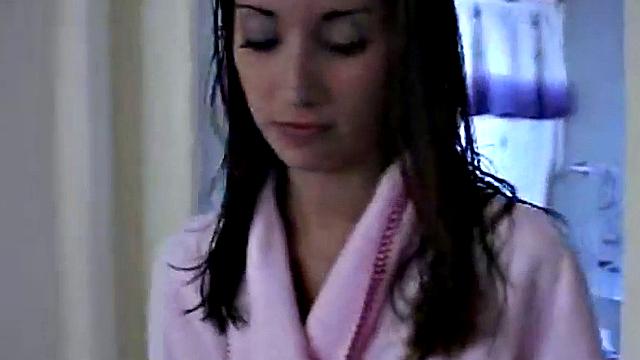 Kinky tattooed teen fingers her tight shaved pussy in bathroom solo