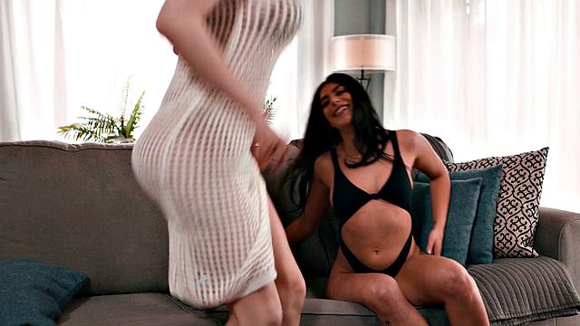 TRANSFIXED - Busty Trans Emma Rose & Bestie Gal Ritchie Get Turned On Showing Swimsuits