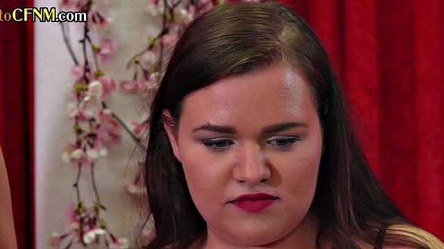 CFNM naughty sluts suck white hard cock and jerk it