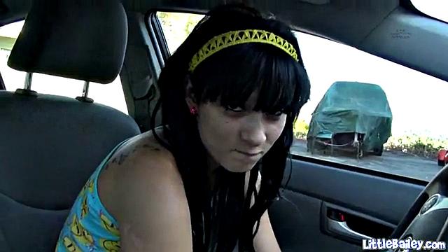 Teen bailey toys her pussy in public