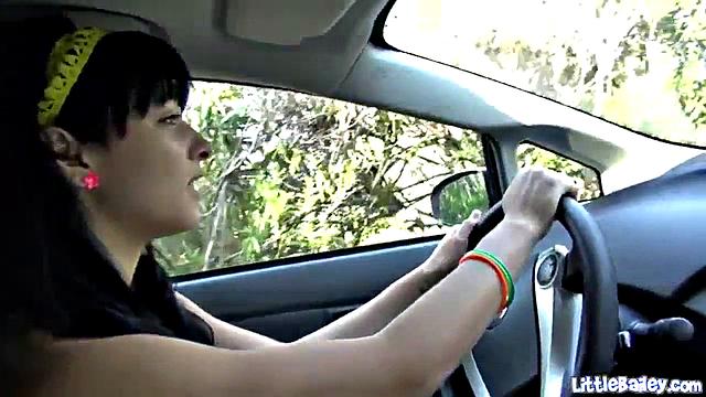 Teen bailey toys her pussy in public