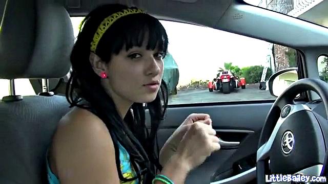 Teen bailey toys her pussy in public