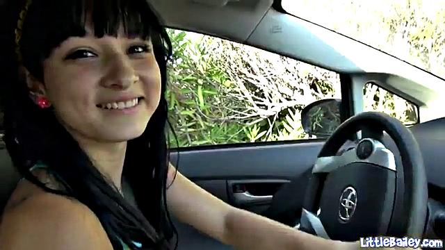 Teen bailey toys her pussy in public