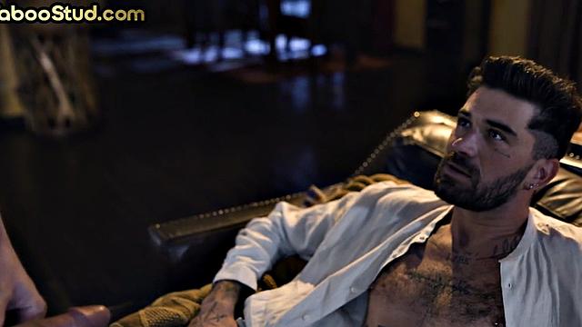 Kinky stepbro barebacked by inked jock while alone