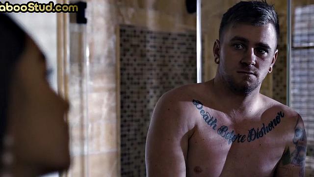 Kinky stepbro barebacked by inked jock while alone