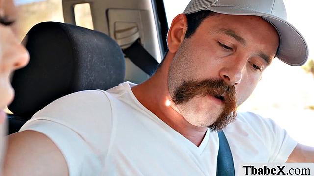 Fucking TS hitchhiker while stopping in the park