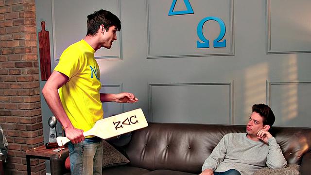 Skinny hairy stud barebacked by cock in doggy style