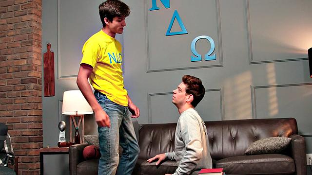 Skinny hairy stud barebacked by cock in doggy style