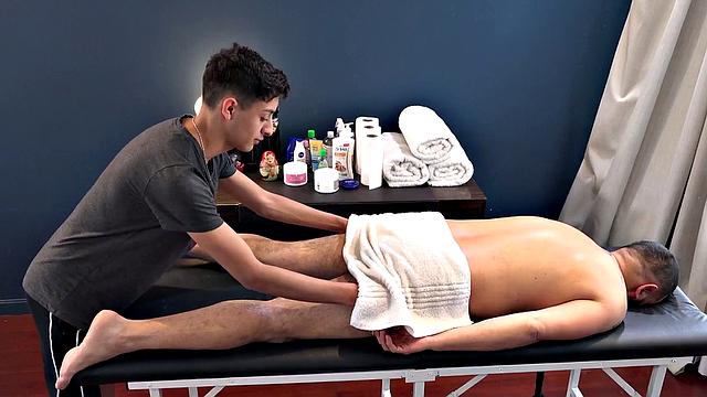 Barebacking gaydaddy pounds 21yo Latin ass after massage