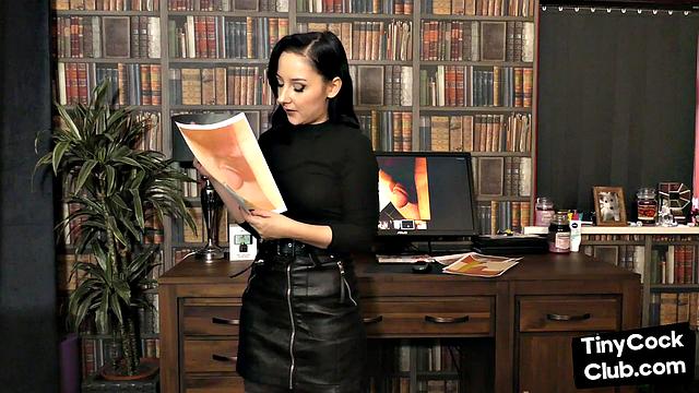 Sexy secretary talks about small in meeting room