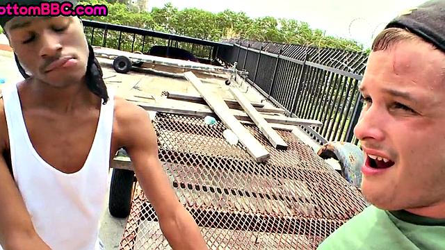 Black thug picked up and assfucked outside in public