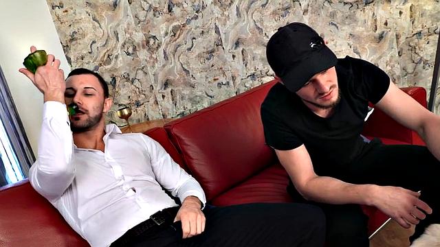 Dominant jock fucks ballgagged stud in greedy ass