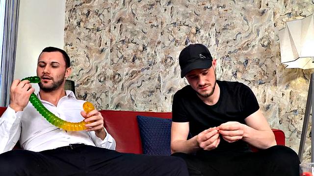 Dominant jock fucks ballgagged stud in greedy ass