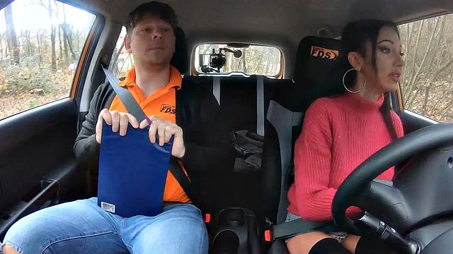 Big-titted babe riding her instructor