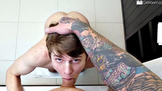 two horny roommates share a steamy bath and get each other off