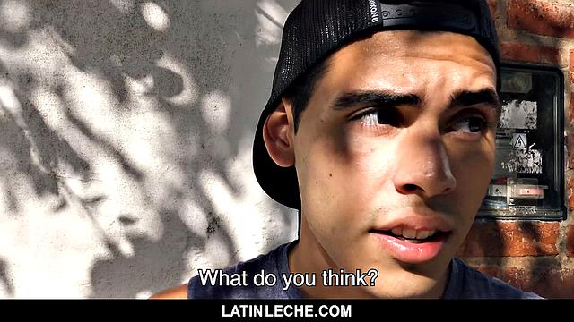 Horny cameraman pays Latin stud to stroke, suck, and take cock