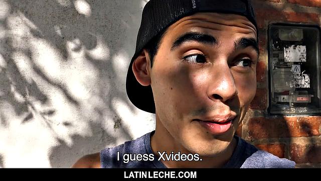 Horny cameraman pays Latin stud to stroke, suck, and take cock