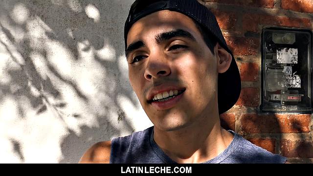 Horny cameraman pays Latin stud to stroke, suck, and take cock