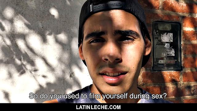 Horny cameraman pays Latin stud to stroke, suck, and take cock