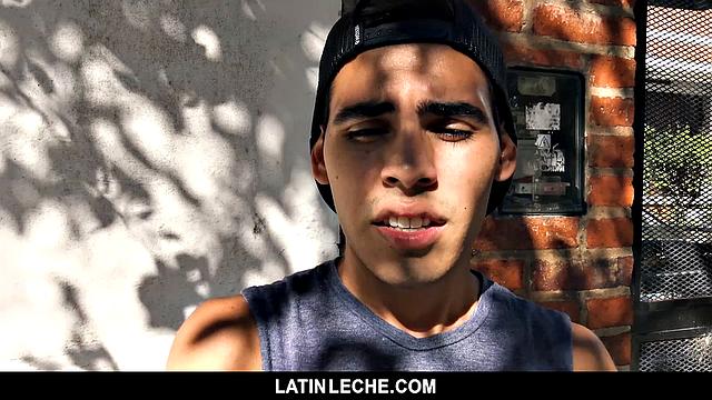Horny cameraman pays Latin stud to stroke, suck, and take cock