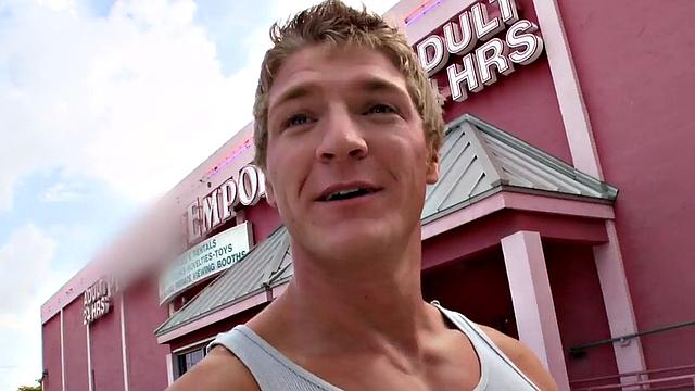 Handsome straight guy gets surprised at the gloryhole