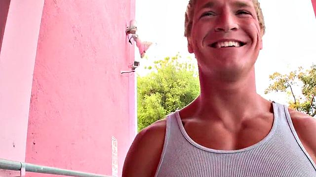 Handsome straight guy gets surprised at the gloryhole