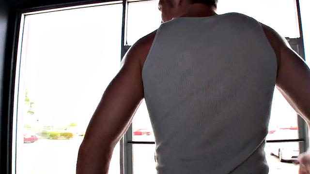 Handsome straight guy gets surprised at the gloryhole
