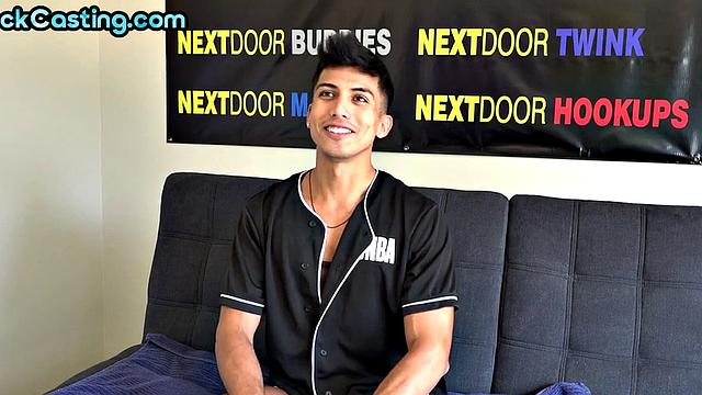 Solo stud jerks dick on casting in amateur masturb