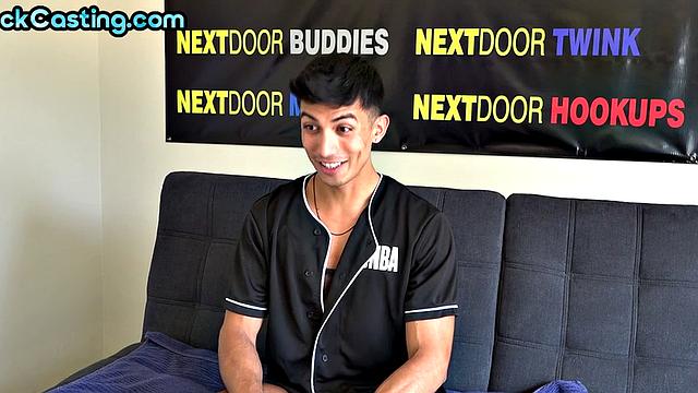 Solo stud jerks dick on casting in amateur masturb