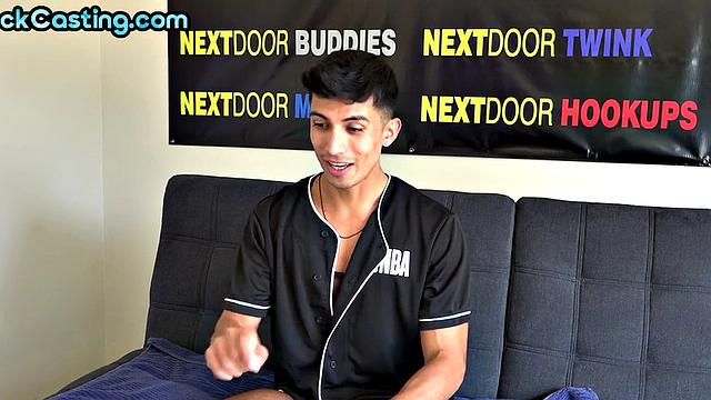 Solo stud jerks dick on casting in amateur masturb