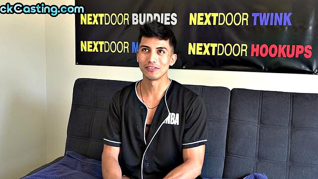 Solo stud jerks dick on casting in amateur masturb