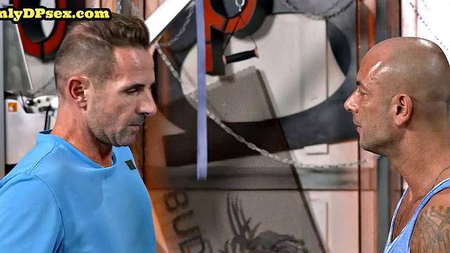 Double penetrated gym babe covered in cum after fucking