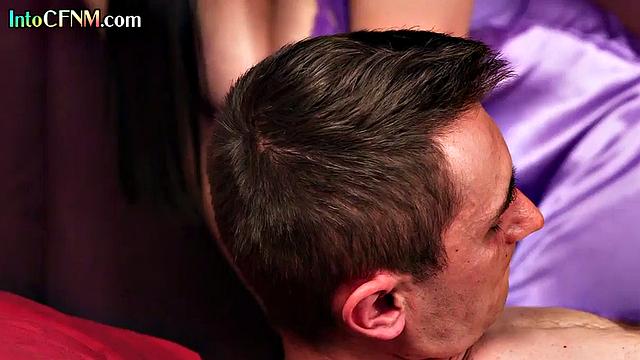 Stunning babes wanking a guy