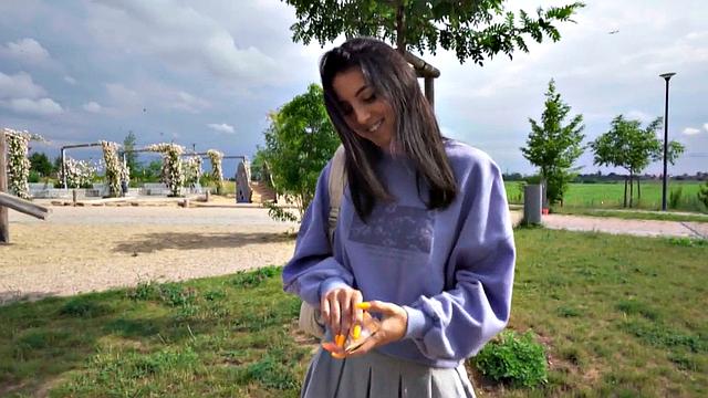 Euro public tattooed babe picked up and pounded outdoors