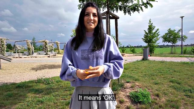 Euro public tattooed babe picked up and pounded outdoors