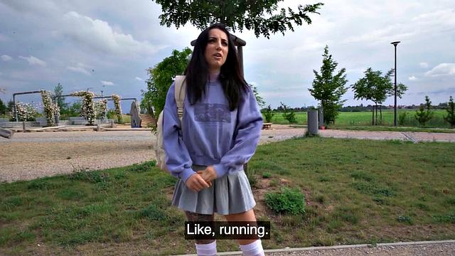 Euro public tattooed babe picked up and pounded outdoors