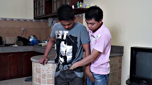 Real Asian twink barebacked in tight ass after sucking