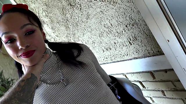 Obedient small boobs Ebony fucked in oiled pussy by neighbor