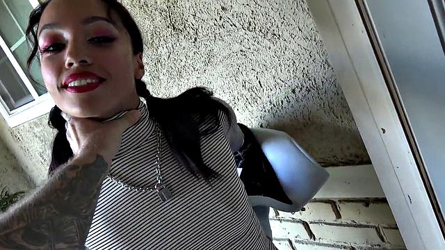 Obedient small boobs Ebony fucked in oiled pussy by neighbor