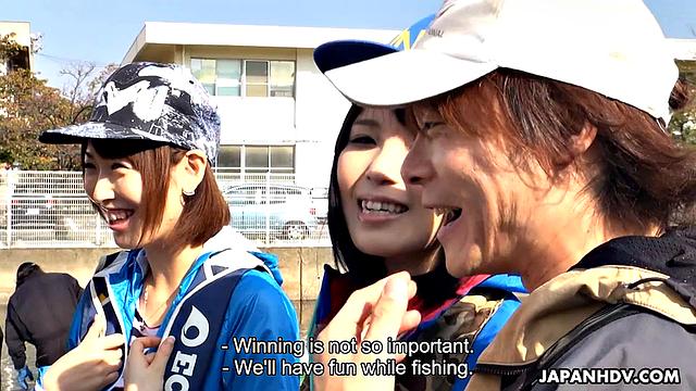 Sena Sakura wins the fishing contest and is fucked on the boat