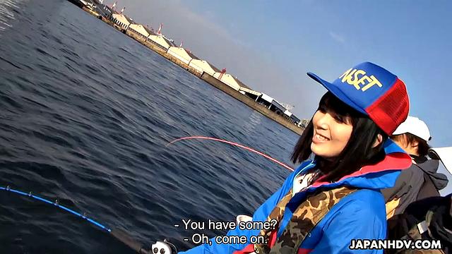 Sena Sakura wins the fishing contest and is fucked on the boat