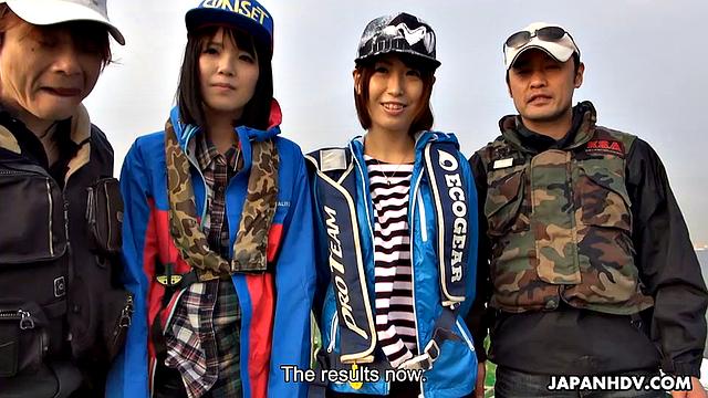 Sena Sakura wins the fishing contest and is fucked on the boat