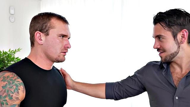 Sneaky boss turning hunk into cocksucker