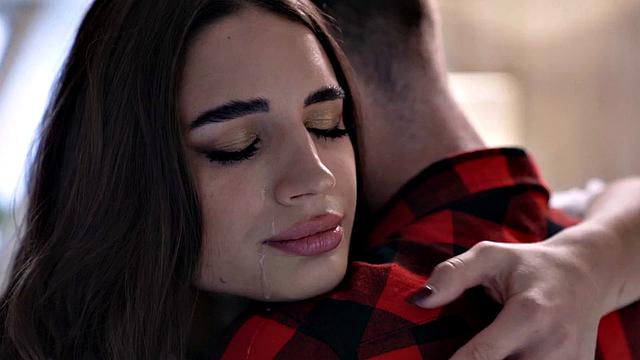 Steamy couples foreplay with perky beauty