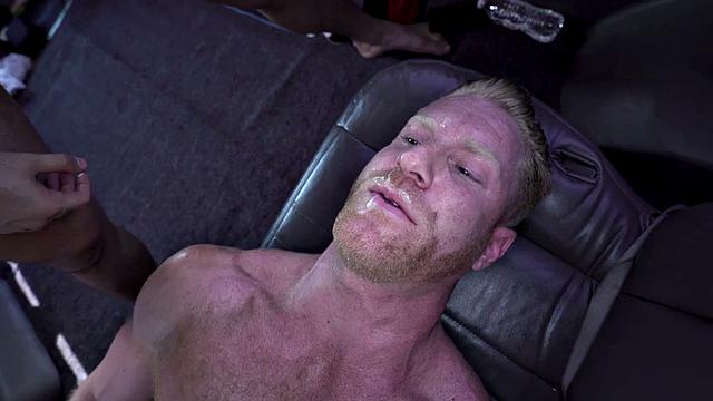 Cash-hungry hunk gets paid for a hot, steamy ride in a van with facial finish