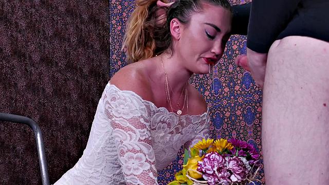 Cock-sucking BDSM slut submits